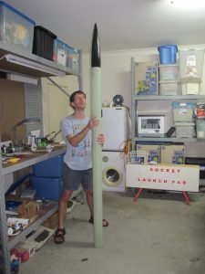 The rocket stands approximately 2.4 metres and has a diameter of just over 100mm.