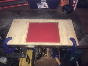Fix sanding board to big piece of plywood which in turn is clamped to desk