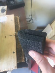 Flexible sanding pad. Notice the Semi-circle end that is produced. Makes for a good way to sand the fillets